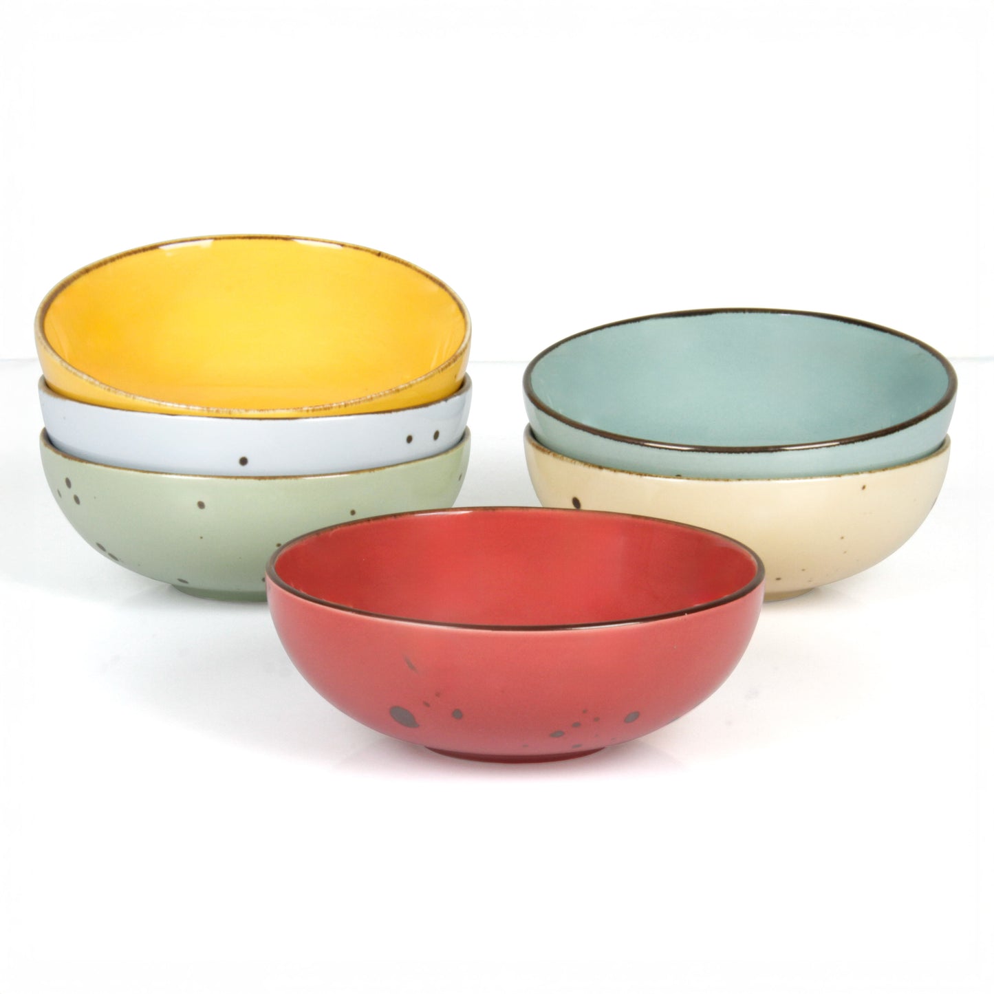 Esfour Round Porcelain Bowls - 18 Ounce - Set of 6 - Microwave, Oven, Dishwasher-Safe, Scratch Resistant, Porcelain Durable Small Dishes Bowls for Cereal, Salad, Pasta, Soup Dessert - Assorted Vivid