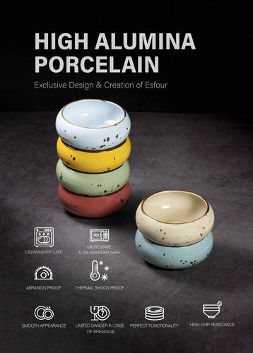 Small Hand‐Crafted Dessert Bowls (12 oz) – Vivid Assorted Colors - Esfour Ceramics