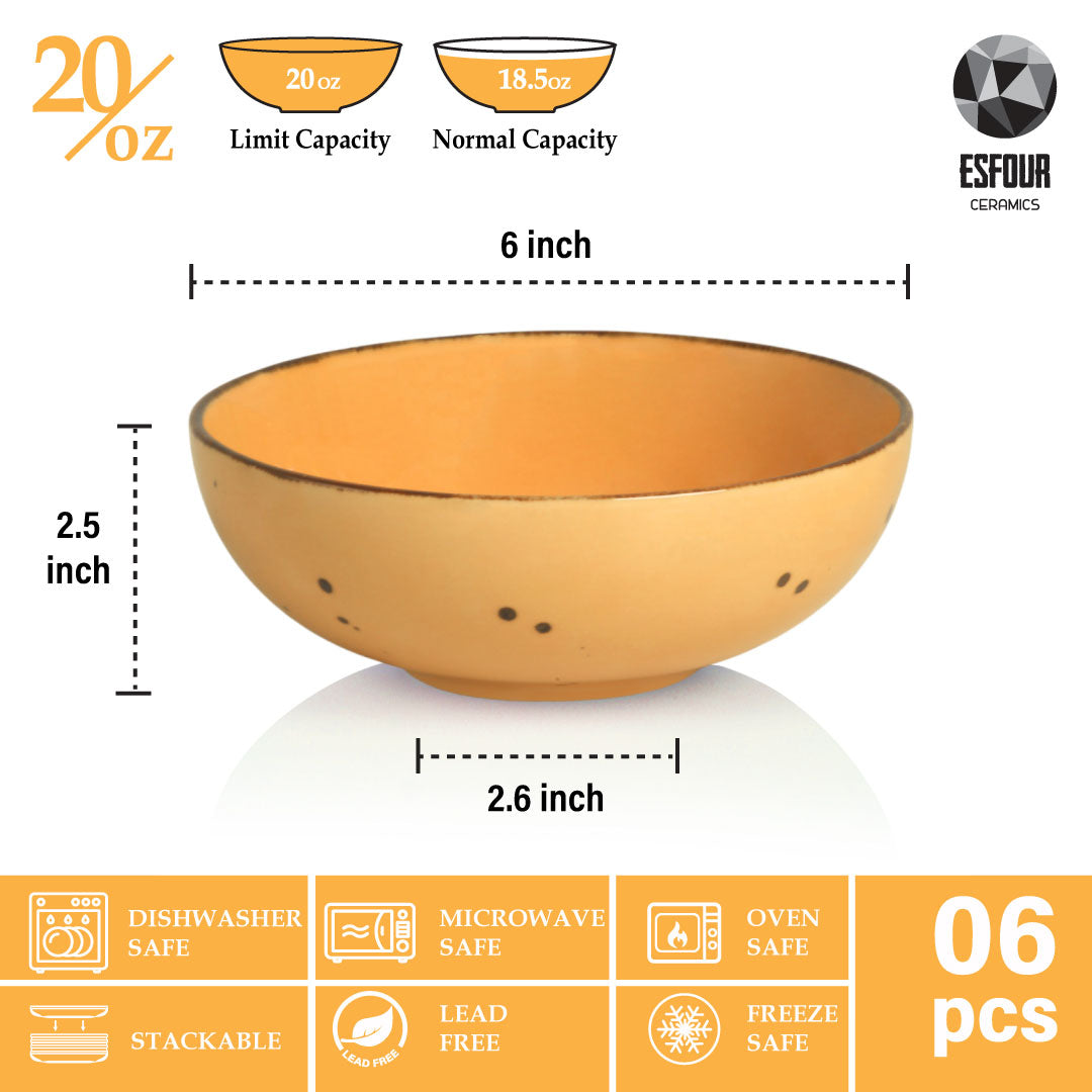 Esfour Round Porcelain Bowls - 18 Ounce - Set of 6 - Microwave, Oven, Dishwasher-Safe, Scratch Resistant, Porcelain Durable Small Dishes Bowls for Cereal, Salad, Pasta, Soup Dessert - Assorted Blossom