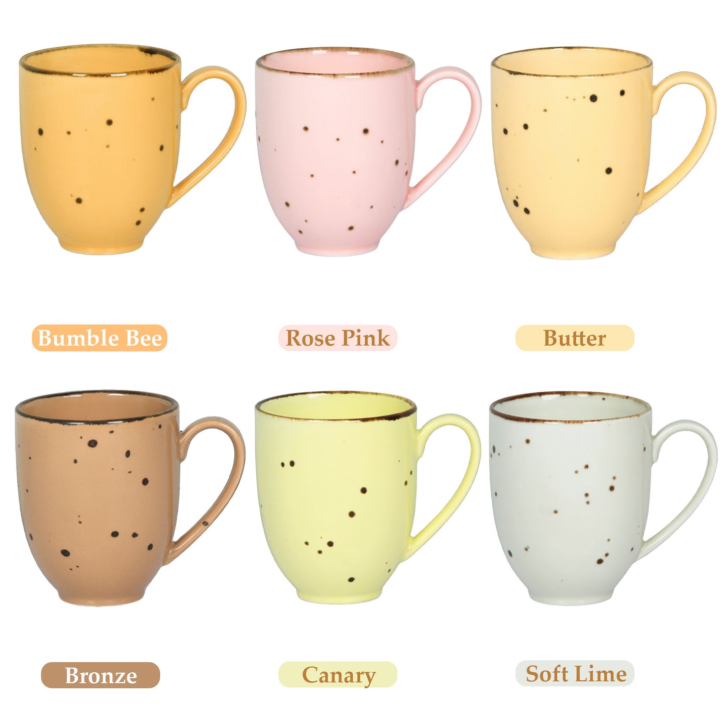 Esfour Ceramics Coffee Mugs Set Of 6, 14 Oz Large Handle Heavy Duty Cups - Microwave Dishwasher Safe - Latte, Cappuccino, Tea, Cocoa, Mocha - Men, Women, Home Office Daily Use, Blossom Assorted Colors