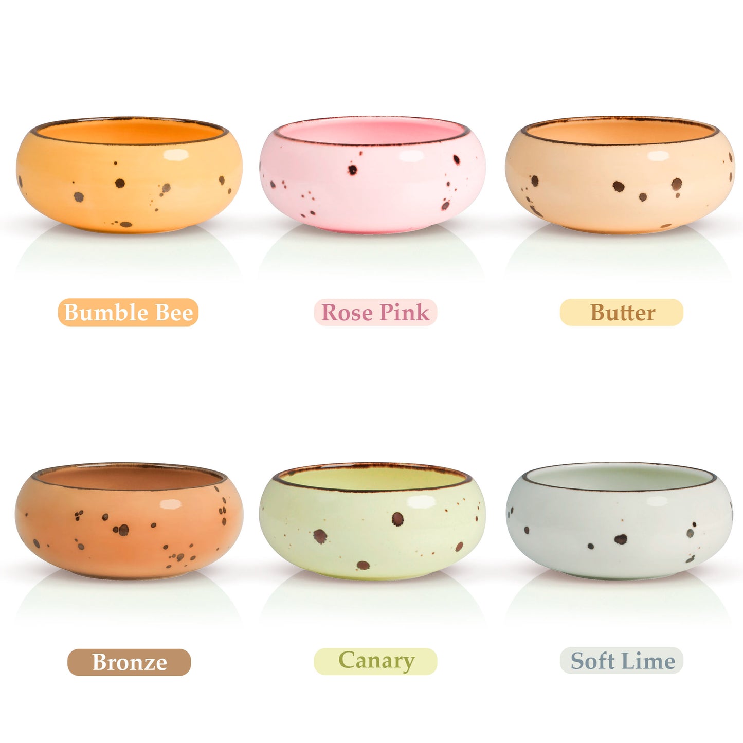 Esfour Ceramics Small Hand Craft Dessert Bowls - 12oz, Set of 6 - Microwave, Oven, Dishwasher Safe, Ice Cream, Soup, Snacks, Rice, Cereal, Chili, Side Dishes Dips, Ideal Gift - Blossom Assorted Colors