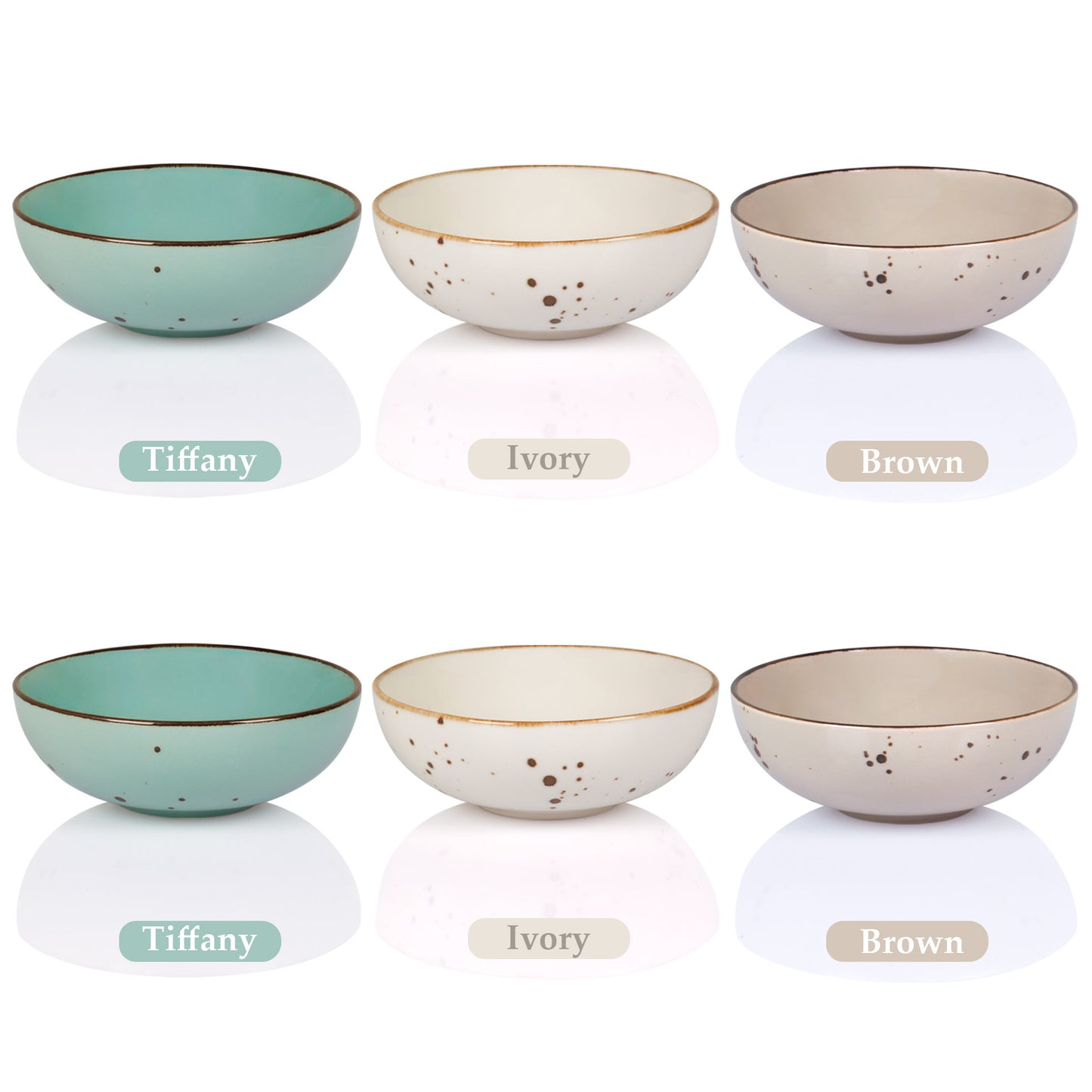 Esfour Round Porcelain Bowls - 18 Ounce - Set of 6 - Microwave, Oven, Dishwasher-Safe, Scratch Resistant, Porcelain Durable Small Dishes Bowls for Cereal, Salad, Pasta, Soup Dessert - Assorted Natural