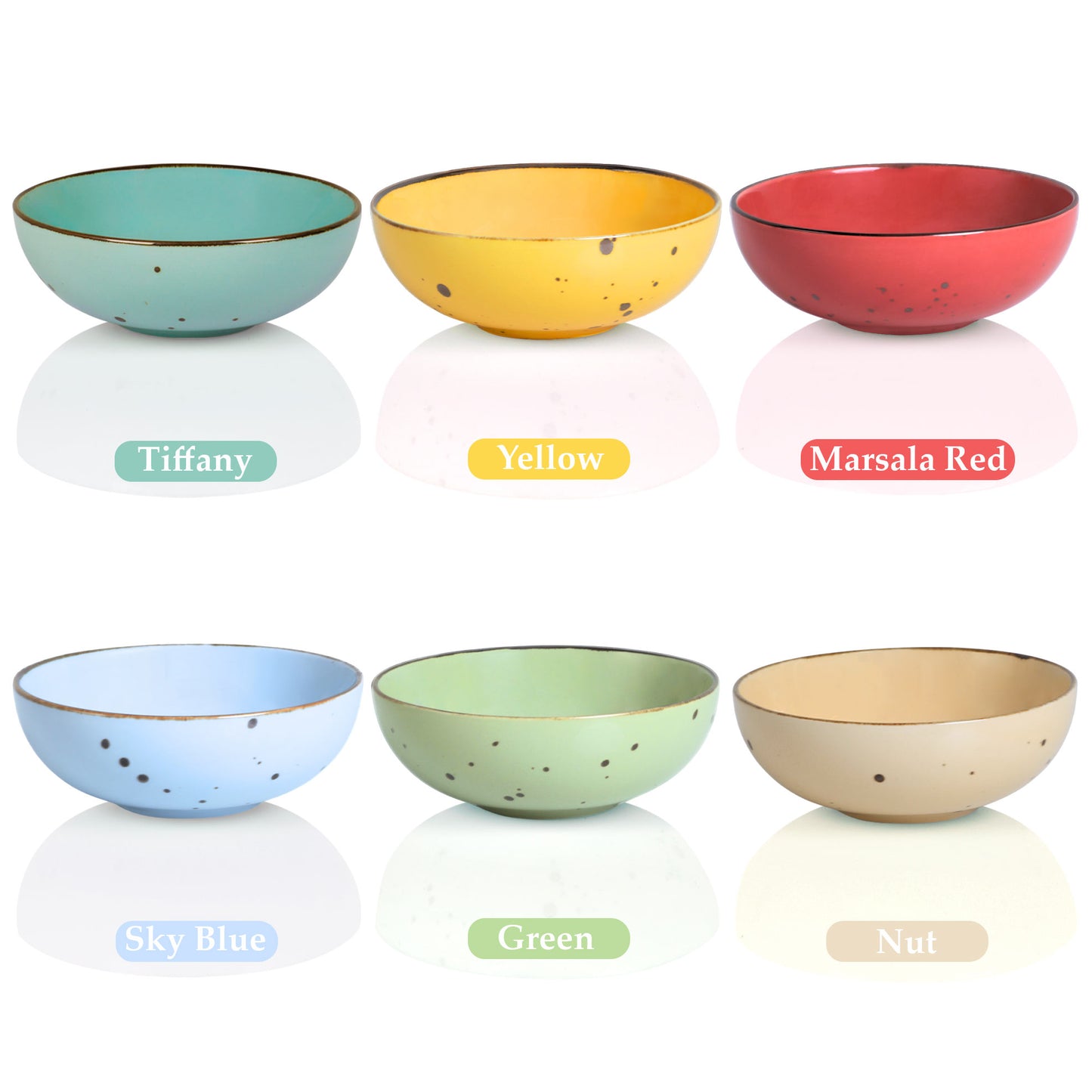 Esfour Round Porcelain Bowls - 18 Ounce - Set of 6 - Microwave, Oven, Dishwasher-Safe, Scratch Resistant, Porcelain Durable Small Dishes Bowls for Cereal, Salad, Pasta, Soup Dessert - Assorted Vivid