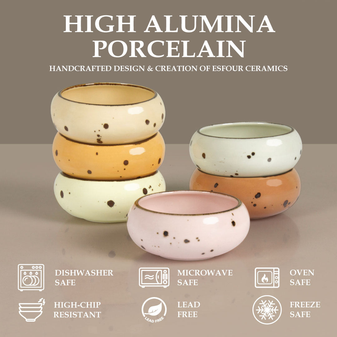Esfour Ceramics Small Hand Craft Dessert Bowls - 12oz, Set of 6 - Microwave, Oven, Dishwasher Safe, Ice Cream, Soup, Snacks, Rice, Cereal, Chili, Side Dishes Dips, Ideal Gift - Blossom Assorted Colors