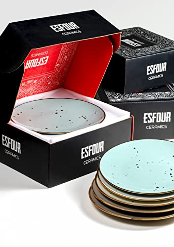 Dinner Plates (11 in), Natural Assorted Colors – Set of 6 - Esfour Ceramics