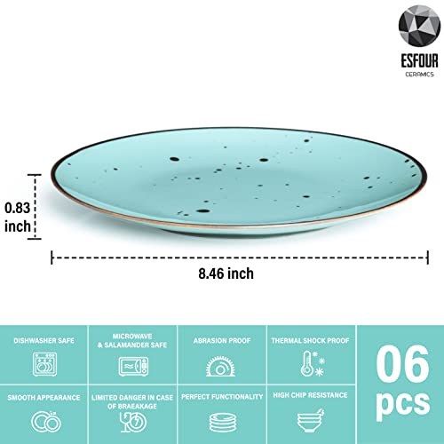 Dessert Plates (8.7 in), Natural Assorted Colors – Set of 6 - Esfour Ceramics