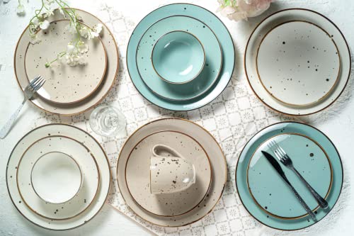 Dessert Plates (8.7 in), Natural Assorted Colors – Set of 6 - Esfour Ceramics