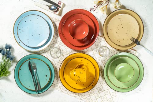 Dessert Plates (8.7 in), Vivid Assorted Colors – Set of 6 - Esfour Ceramics