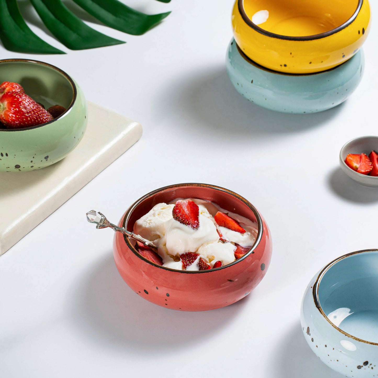 Small Hand‐Crafted Dessert Bowls (12 oz) – Vivid Assorted Colors - Esfour Ceramics