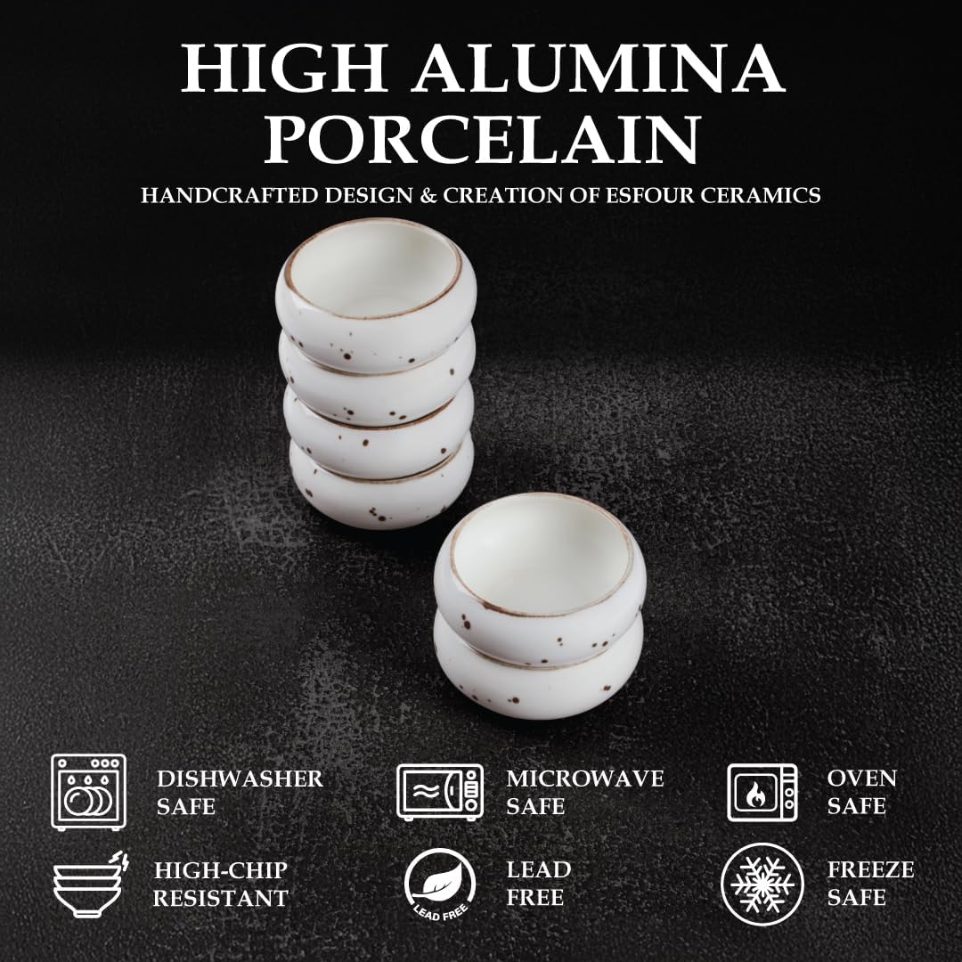 Small Hand‐Crafted Dessert Bowls (12 oz), Set of 6 – Classic Timeless Color - Esfour Ceramics