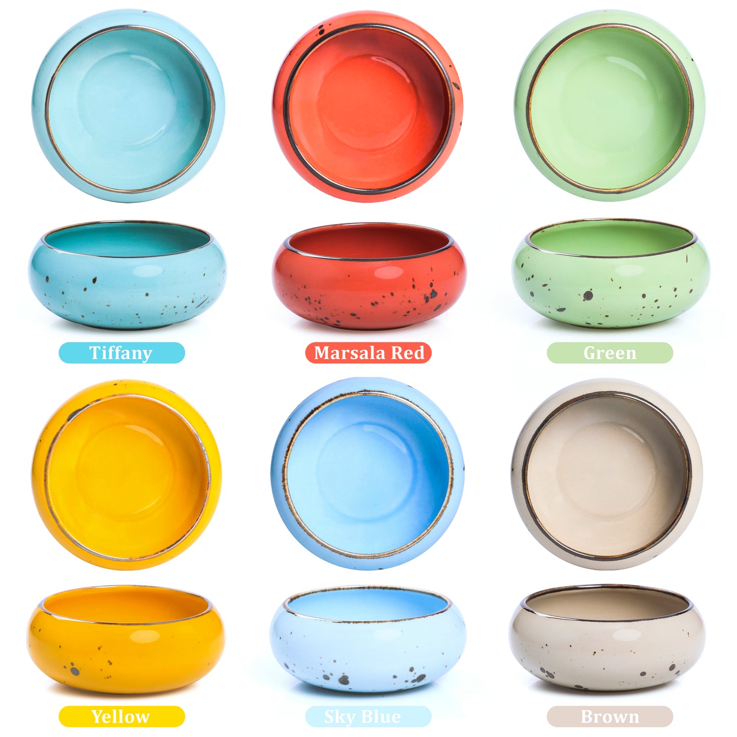 Small Hand‐Crafted Dessert Bowls (12 oz) – Vivid Assorted Colors - Esfour Ceramics