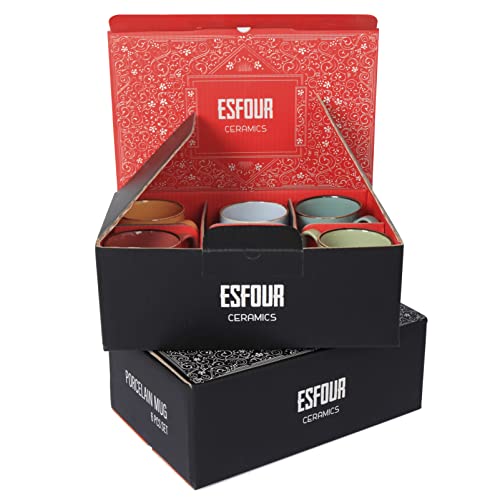 Coffee Mugs - 14 oz - Vivid Assorted (New - Open Box) - Esfour Ceramics