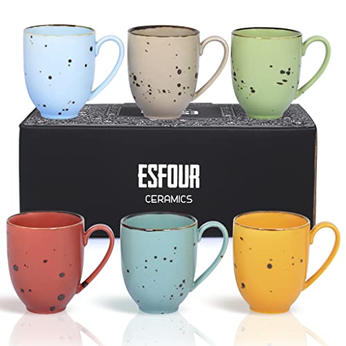 Coffee Mugs - 14 oz - Vivid Assorted (New - Open Box) - Esfour Ceramics