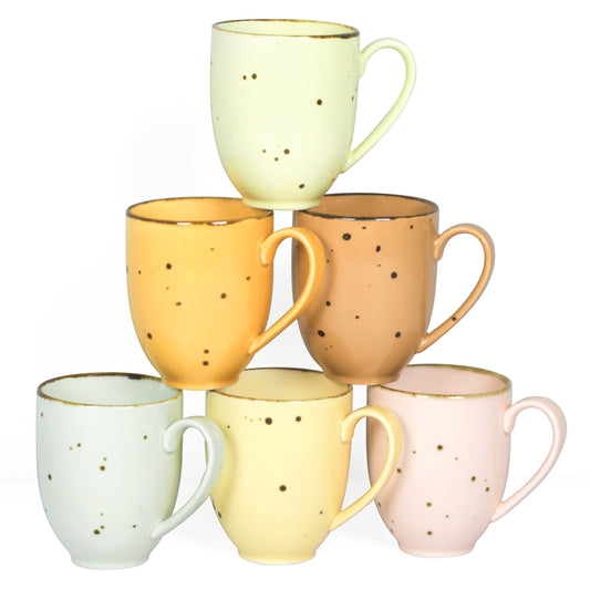 Esfour Ceramics Coffee Mugs Set Of 6, 14 Oz Large Handle Heavy Duty Cups - Microwave Dishwasher Safe - Latte, Cappuccino, Tea, Cocoa, Mocha - Men, Women, Home Office Daily Use, Blossom Assorted Colors