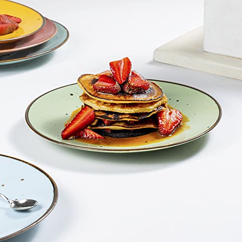 Dessert Plates (8.7 in), Vivid Assorted Colors – Set of 6 - Esfour Ceramics