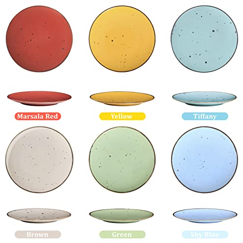 Dessert Plates (8.7 in), Vivid Assorted Colors – Set of 6 - Esfour Ceramics