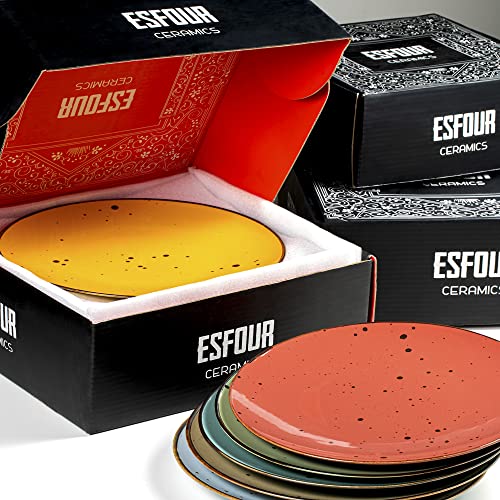 Dessert Plates (8.7 in), Vivid Assorted Colors – Set of 6 - Esfour Ceramics